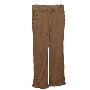 Monrow Tan Drawstring Waist & Pockets Waffle Knit Lounge Pants Women's Size S